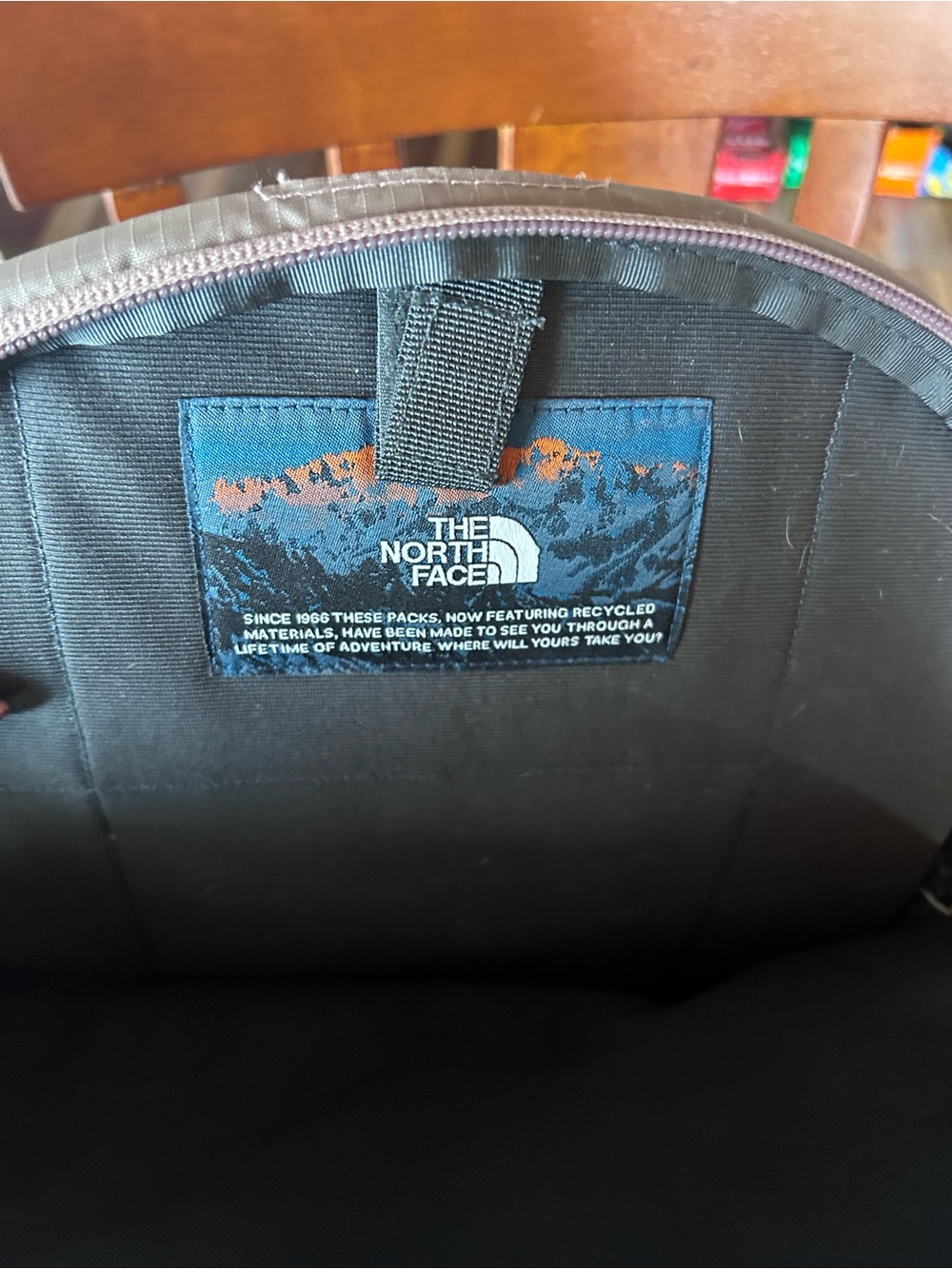 The North Face Pink and Cream Patterned Backpack - Picture 3 of 8